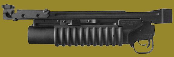 M203PI SOLA - the M203 40mm grenade launcher manufactured by RM Equipment with a mounting rail that snaps on and off the rifle.
